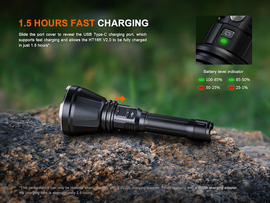 Fenix Rechargeable Flashlight LED IP68 with Maximum Brightness 3700lm