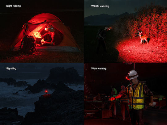 Fenix Rechargeable Headlamp LED IP68 with Maximum Brightness 1600lm Red