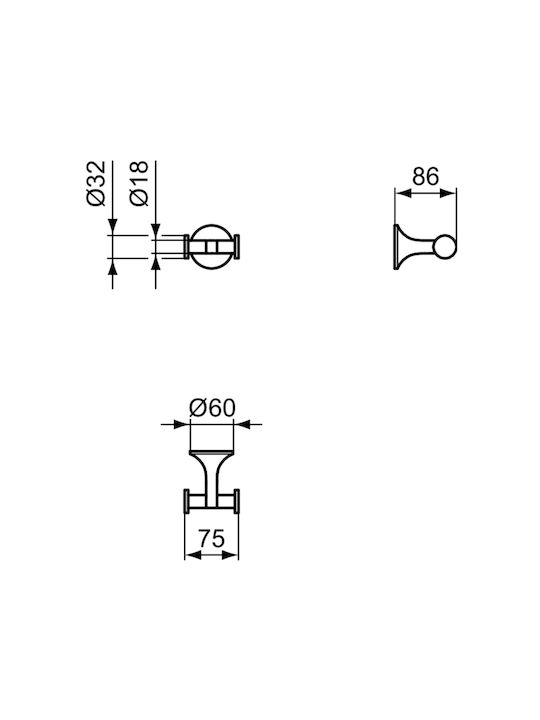 Ideal Standard Кука Баня Единично с винтове Сребрист