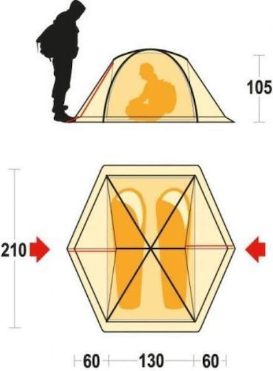 Ferrino Σκηνή Camping Igloo Κόκκινη 3 Εποχών