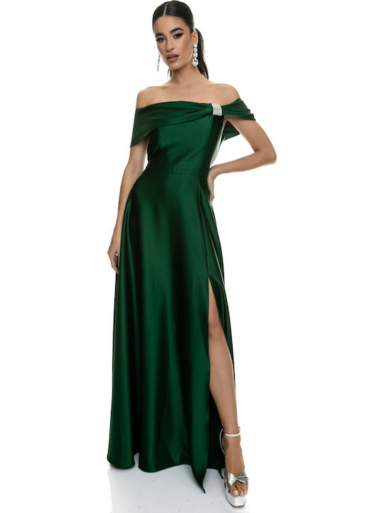 Maxi Dress for Wedding / Baptism Satin Green