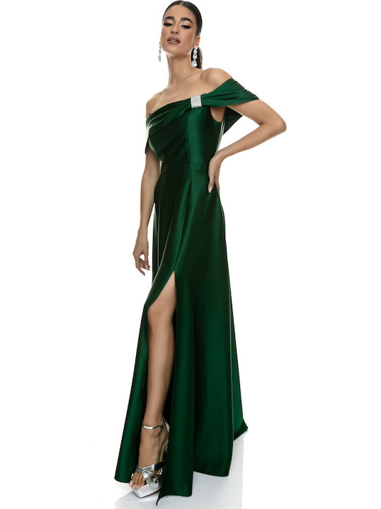 Maxi Dress for Wedding / Baptism Satin Green