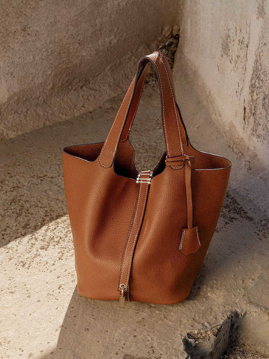 Celestino Women's Artificial Leather Handbag Interior Pouch Tabac Brown