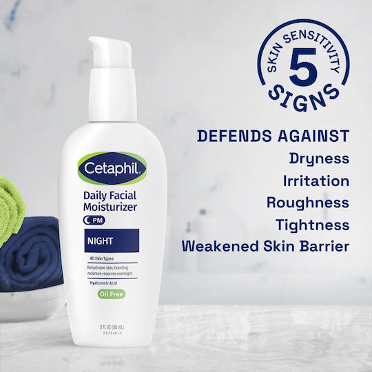 Cetaphil PM Daily Facial Moisturiser Cremă Hidratantă de Față de Noapte cu Acid Hialuronic 88g