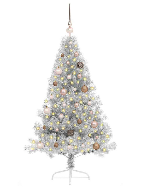 Weihnachtsbaum Künstlicher 150cm mit LED-Beleuchtung Silber