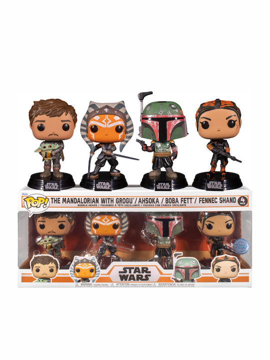 Funko Pop! Movies: Star Wars - Mandalorian with Grogu, Ashoka, Boba Fett & Fennec Shand 4-Pack Special Edition