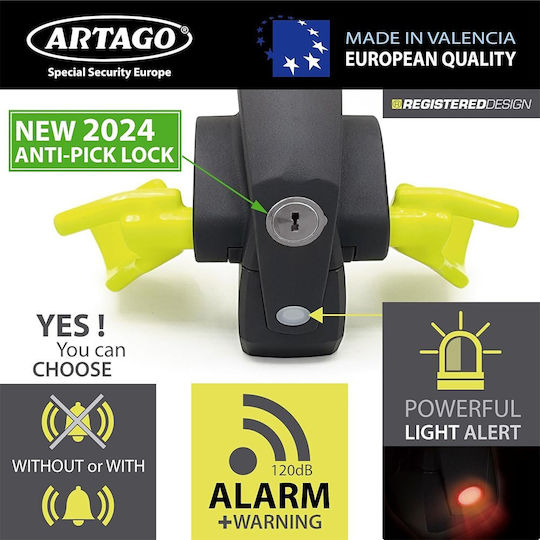 Artago Anti-theft Car Steering Wheel Lock with Alarm