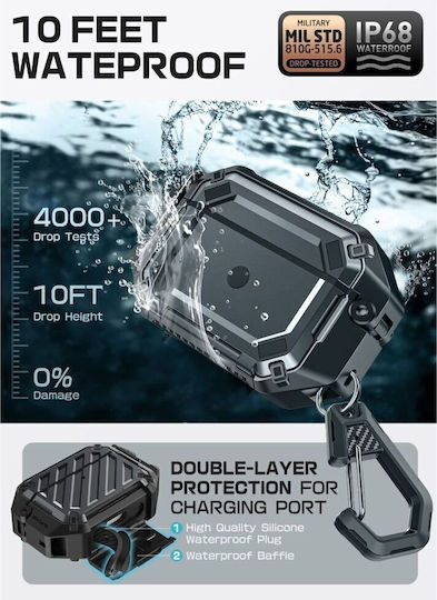 Supcase Unicorn Beetle Pro Θήκη Πλαστική / Σιλικόνης σε Μαύρο χρώμα για Apple AirPods Pro 3