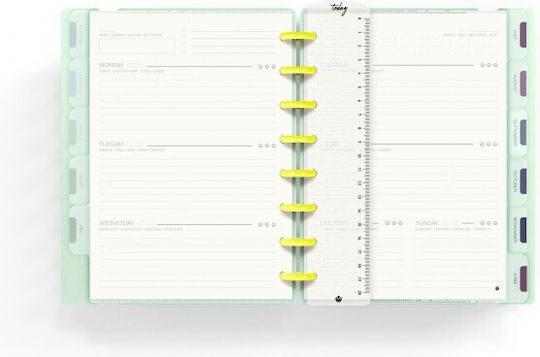 Carchivo Ημερήσιο Planner με Αποσπώμενα Φύλλα Μέντα Παστέλ & Νέον Κίτρινο