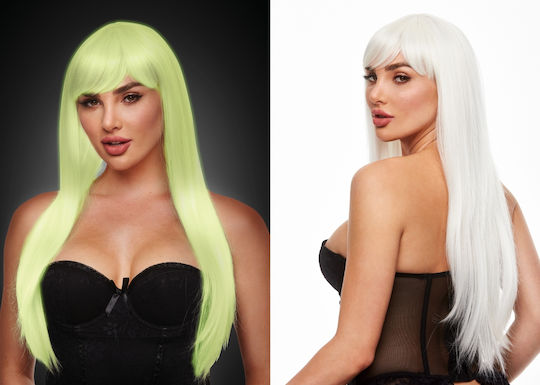 Pleasure Wigs Amber Περούκα Glow In The Dark White