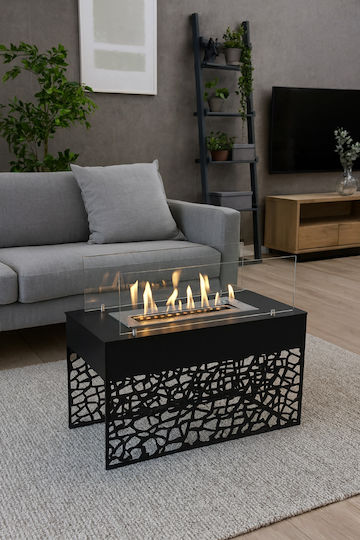EcoHot Luna Επιτραπέζιο Τζάκι Βιοαιθανόλης Εσωτερικού Χώρου Λευκό 60x28x35cm