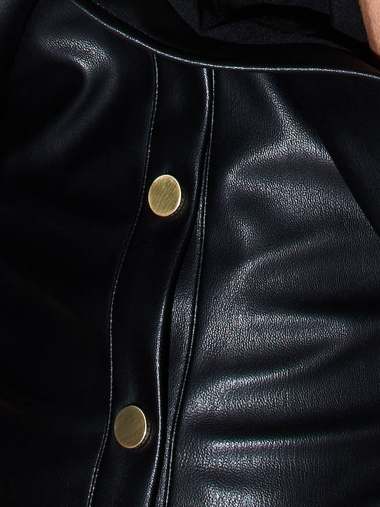 Mini Abendkleid Leder Schwarz