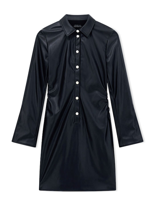 Mini Abendkleid Leder Schwarz