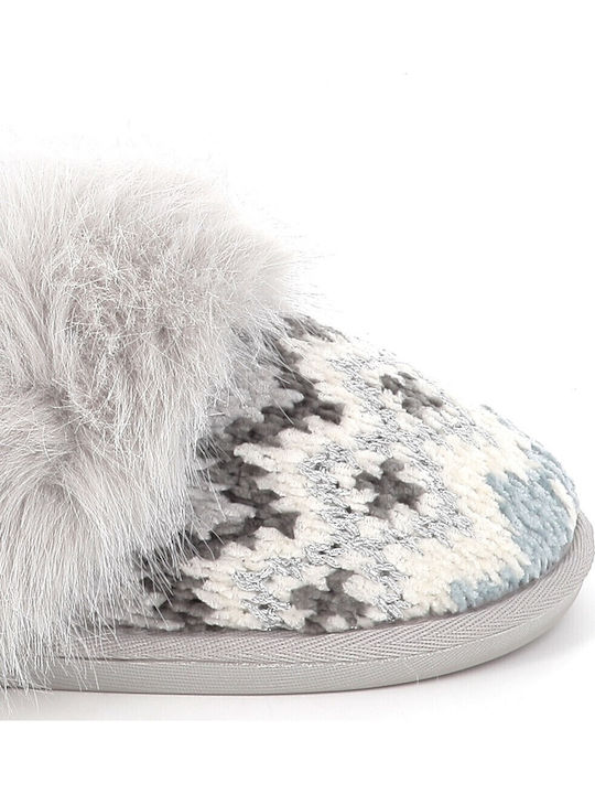 Winter Women's Slippers with Fur Gray