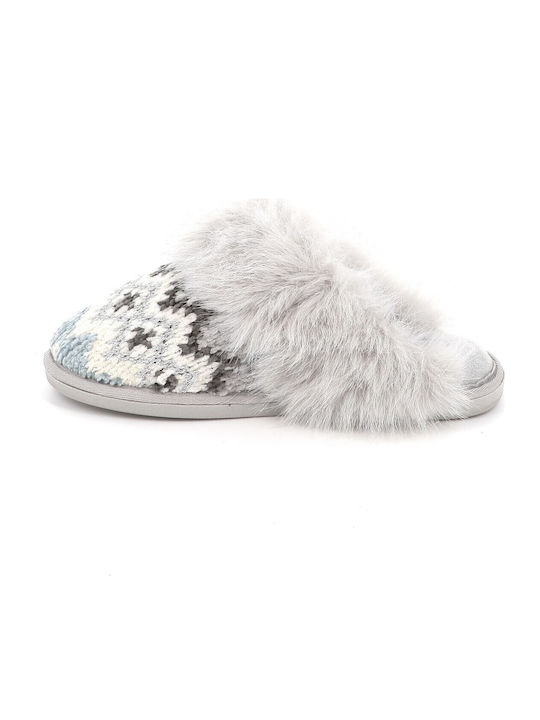 Winter Women's Slippers with Fur Gray