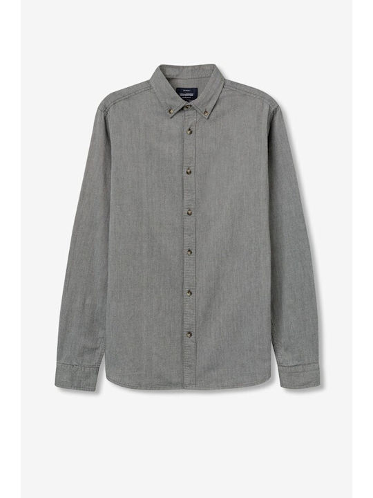 Long-sleeved Cotton Shirt Gray