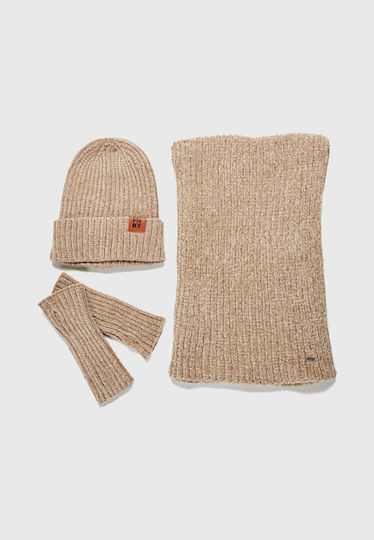 Beanie Γυναικείος Σκούφος με Rib Πλέξη σε Εκρού χρώμα