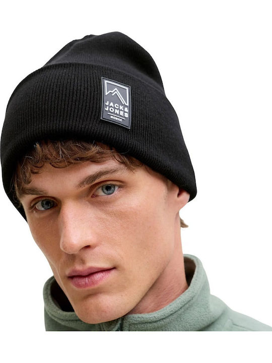 Beanie Unisex Σκούφος Πλεκτός σε Μαύρο χρώμα