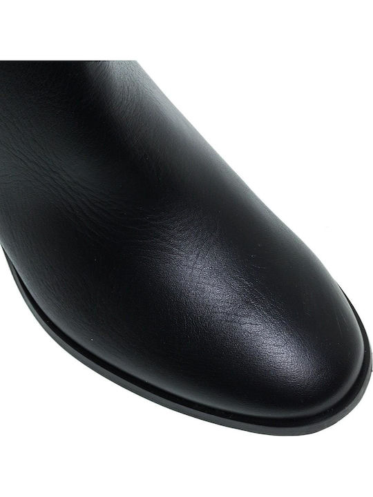 Leder Damenstiefel Über dem Knie Schwarz