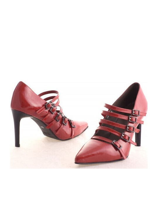 Leder Pumps mit hohem Absatz Rot