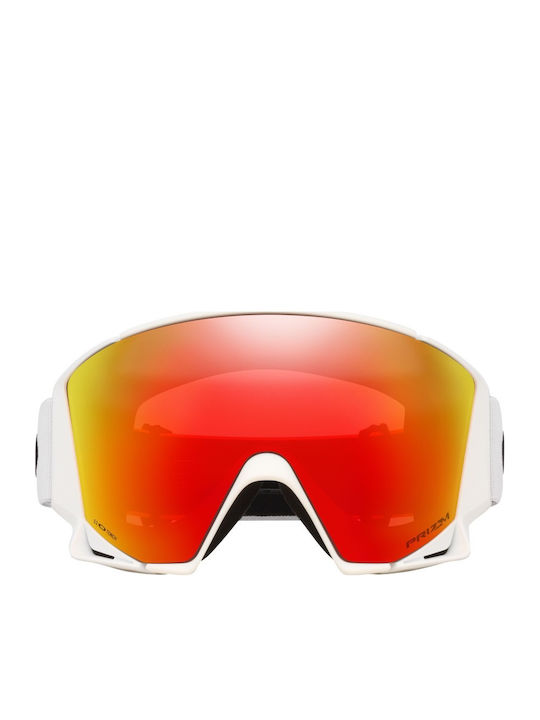 Oakley L Snow Μάσκα Σκι & Snowboard Ενηλίκων Λευκή με Φακό σε Κόκκινο Χρώμα