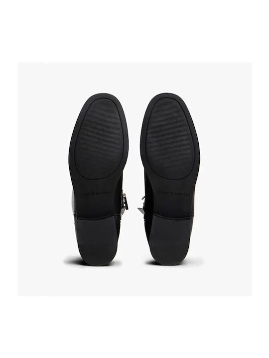 Leather Women's Ankle Boots with High Heel Black