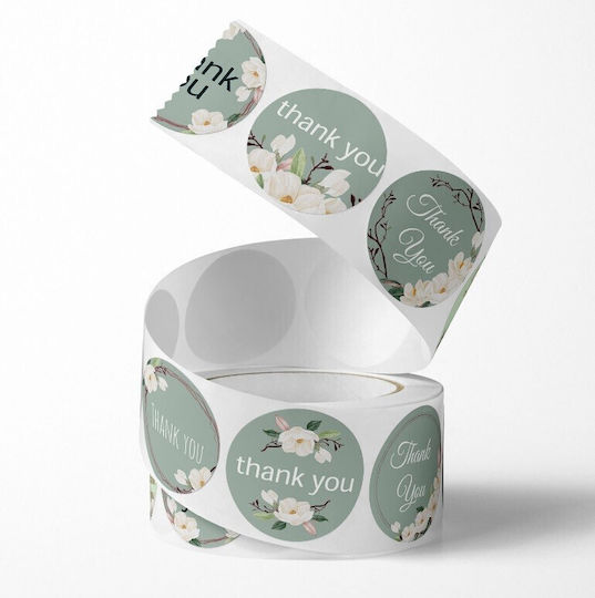 Adhesive Thank You Pastel Green Roll 500 Pieces