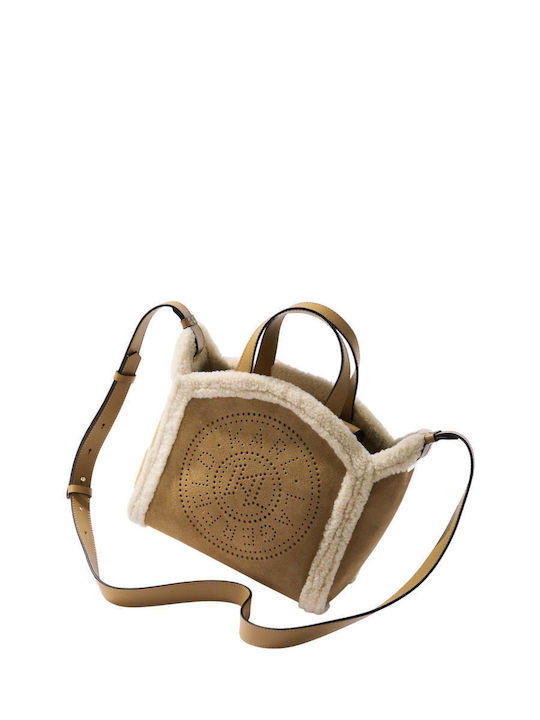 Leather Women's Bag Tote Handbag Beige