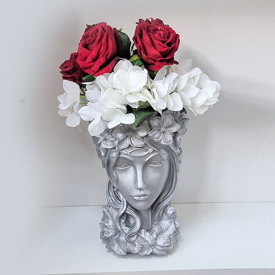 Velve Vază Decorativă Argintie Argintiu Φ17cm