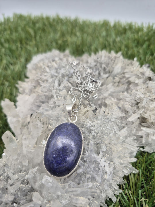 Sterling Silver Necklace Lapis Lazuli – Semi-Precious Stone Steel Chain
