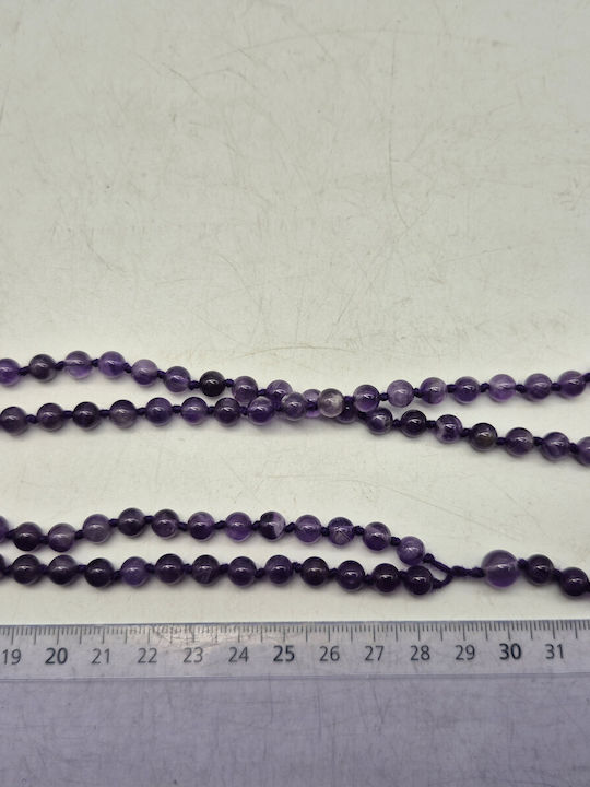Amethyst Rosary – Semi-Precious Stone Beads Silver Cross