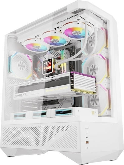 Darkflash DY460 Gaming Middle Tower Carcasă PC cu Deschidere Laterală Albă