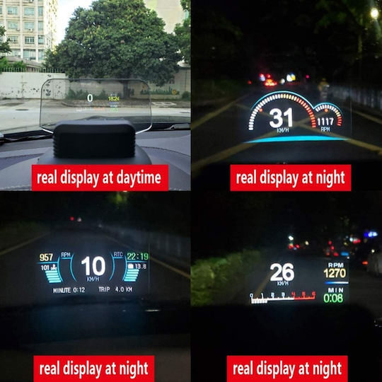 Pyramid Instrument digital Head Up Display, OBD2 și Temperatura apei Pentru mașină 55mm pentru montare pe Tabloul de bord