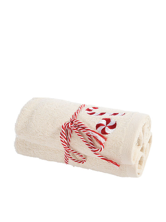 Nef-Nef Homeware Πετσέτα Χεριών Sweet Christmas 30x50εκ. Ecru 2τμχ Βάρους 400gr/m²
