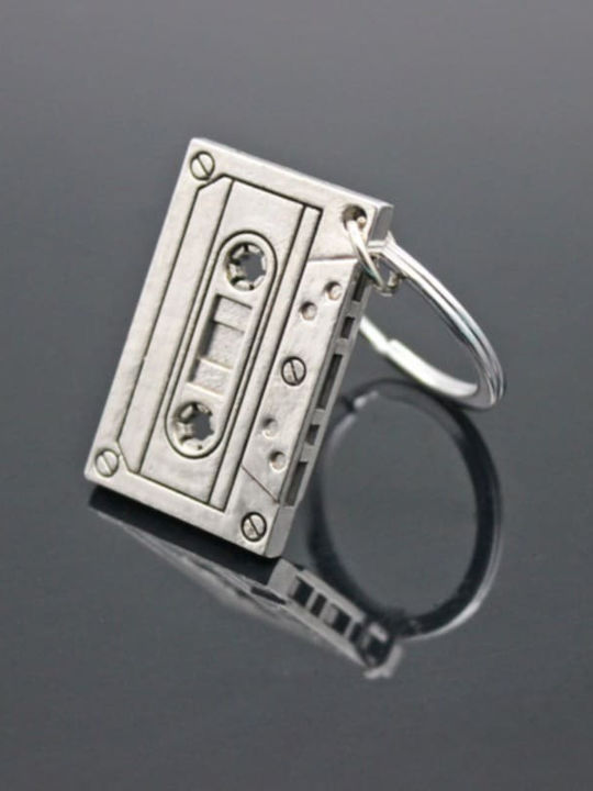 Keychain Music Cassette Tape Player Silver Molfs