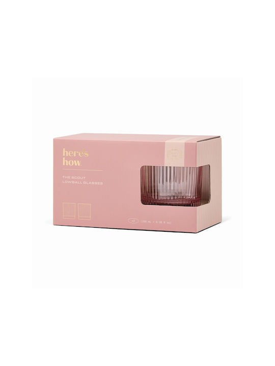 Here's How Set of Glasses Cocktail/Drinking / Whiskey made of Glass in Pink Color 266ml 2pcs