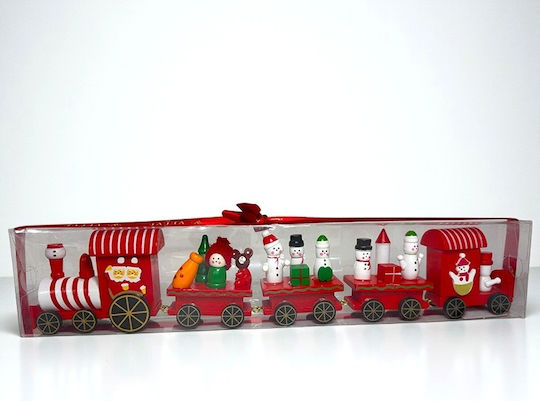 Velve Trenuleț De Lemn De Crăciun Figurine Festive Roșii 39 Cm