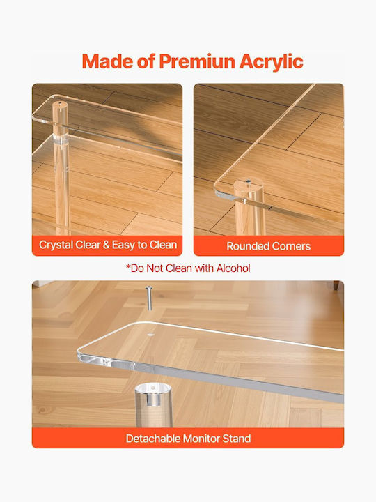 Γραφείο Υπολογιστή Γυάλινο Διαφανές 50x80x88εκ.