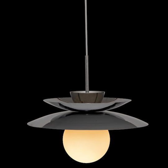 Ρυθμιζόμενο Κρεμαστό Φωτιστικό Ασημί Μπάλα με Ντουί E14