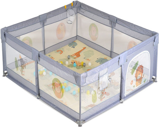 Cangaroo Park with Mattress Gray 120x120cm