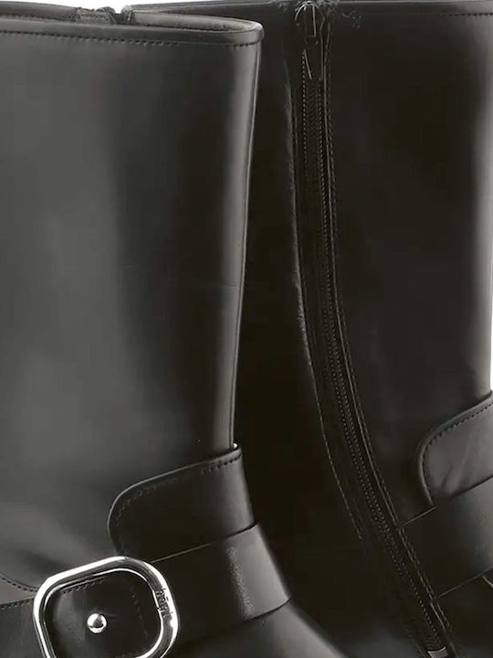 Leder Stiefeletten Damen Schwarz