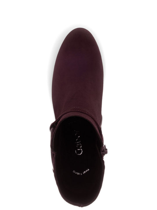 Leder Stiefeletten Damen Burgundisch