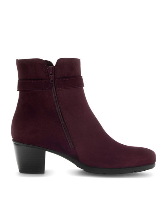 Leder Stiefeletten Damen Burgundisch