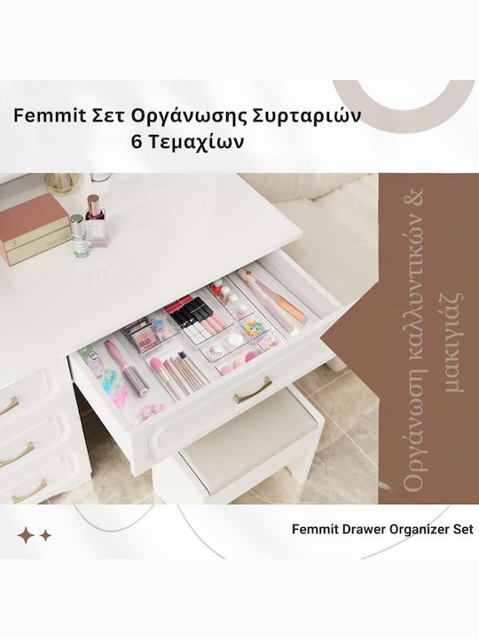 Femmit Drawer Organizer With Transparent Drawers 6 Pieces
