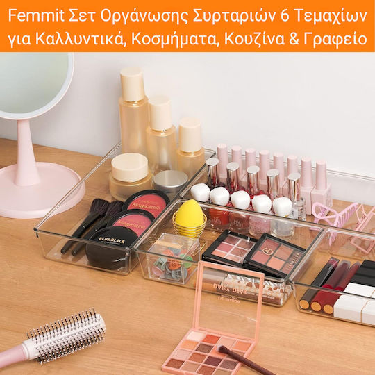 Femmit Organizator De Sertar Cu Sertare Transparent 6 Bucăți