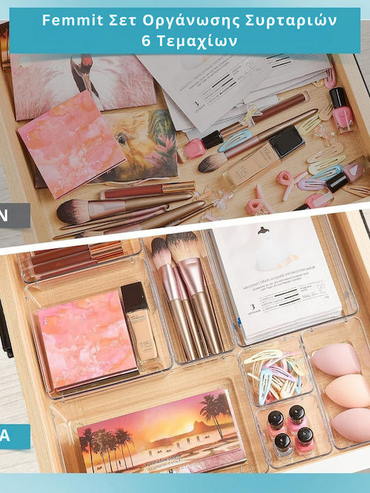Femmit Drawer Organizer With Transparent Drawers 6 Pieces