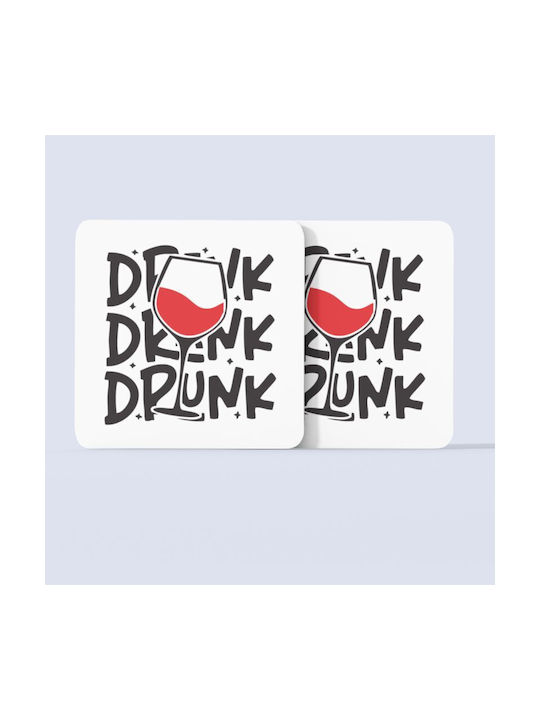 Drink Drank Drunk Untersetzer Hölzernes 9x9cm 2 Stück