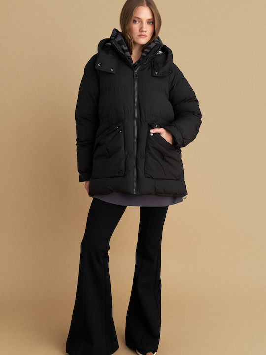 Kurze Damenjacke Für Winter Schwarz