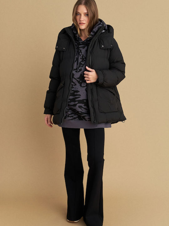Kurze Damenjacke Für Winter Schwarz