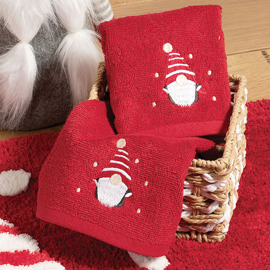 Nef-Nef Homeware Set Christmas Towels Fabric Red L50xW30cm. 2pcs